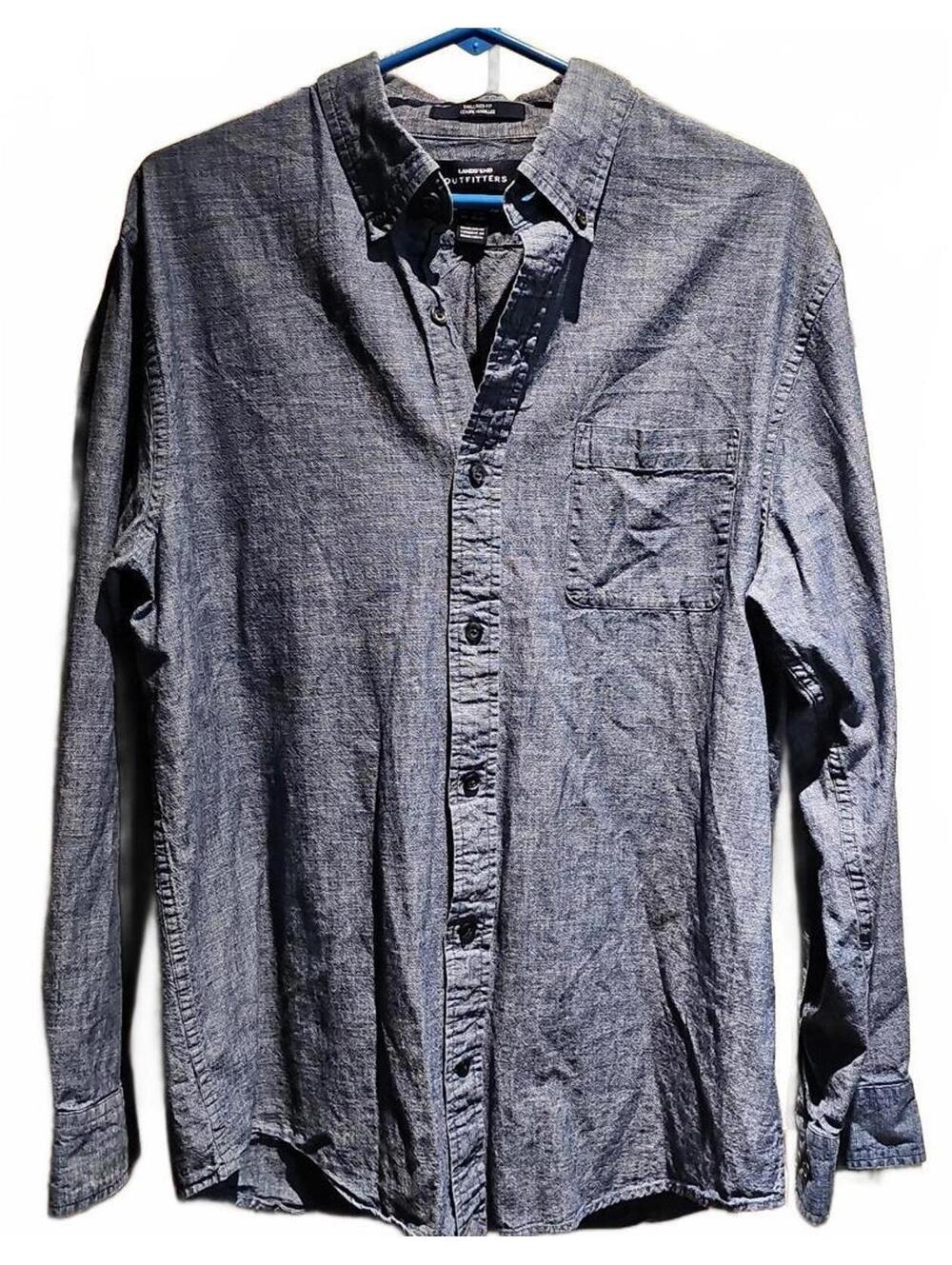 Lands' End Men's Chambray Button-Up Shirt in Denim Blue